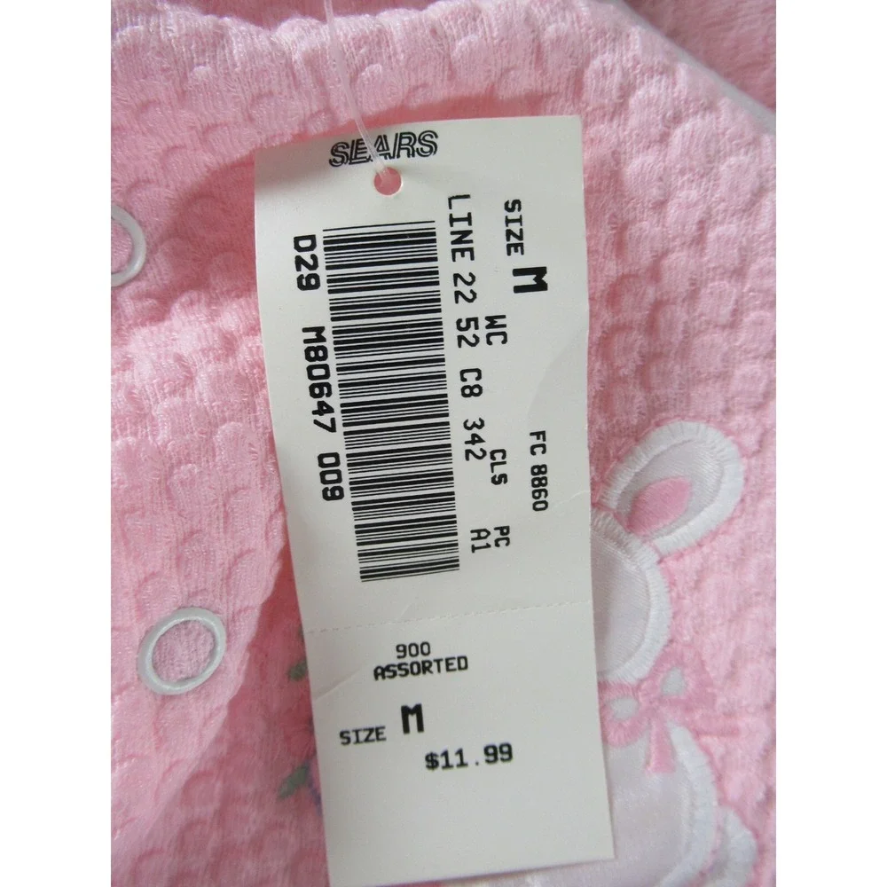 NEW Vintage Babygro Bunny Pajamas Baby Girl 12-17 LBS Pink Bodysuit